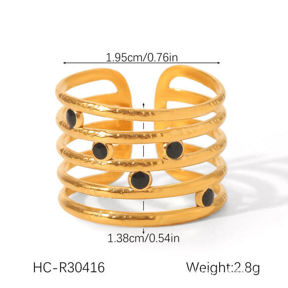 Wholesale Light Luxury Simple Non Fading Open Titanium Steel Ring With Love Flowers And Leaves Design Electroplated