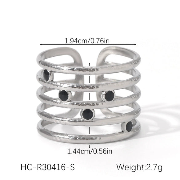 Wholesale Light Luxury Simple Non Fading Open Titanium Steel Ring With Love Flowers And Leaves Design Electroplated