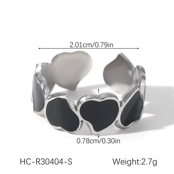 Wholesale Light Luxury Simple Non Fading Open Titanium Steel Ring With Love Flowers And Leaves Design Electroplated