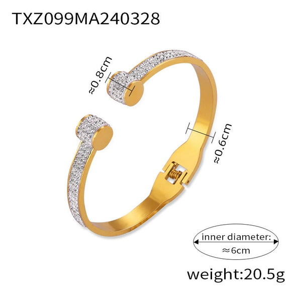 Wholesale Light Luxury Snake Head Pendant Opening Elastic Bracelet With Gold Plated Titanium Steel Snake Bone Chain Set