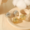 Wholesale Light Luxury Sports Style Geometric Stainless Steel Electroplated Spherical Earrings For Women
