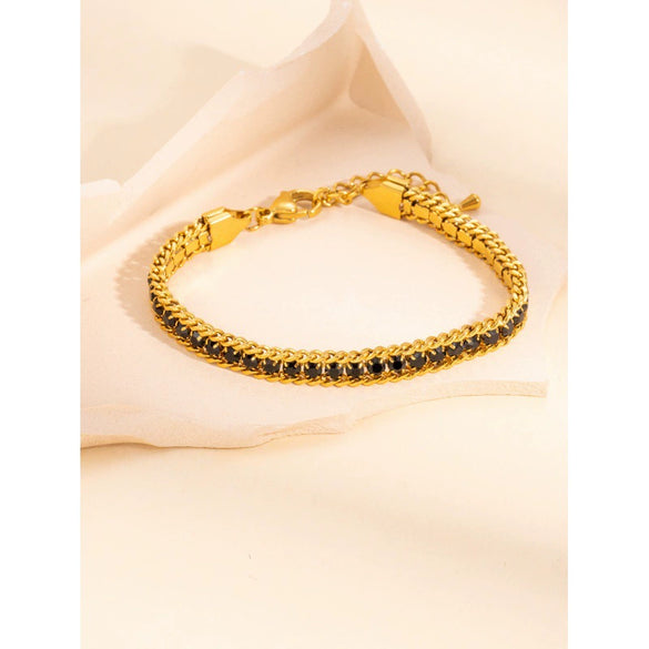 Wholesale Light Luxury Stainless Steel And Titanium Steel Diamondencrusted Rhombus Patterned Bracelet With Electroplating