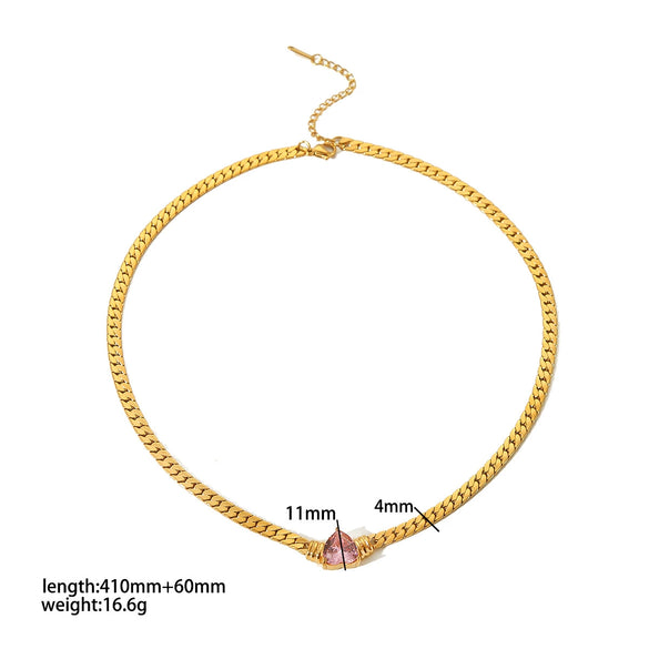 Wholesale Light Luxury Stainless Steel And Titanium Steel Love Heart Water Drop Bell Pattern Necklace And Bracelet Set With Electroplating