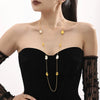 Wholesale Light Luxury Stainless Steel And White Seashell Geometric Long Stacked Necklace For Women With Electroplating