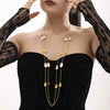 Wholesale Light Luxury Stainless Steel And White Seashell Geometric Long Stacked Necklace For Women With Electroplating