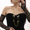 Wholesale Light Luxury 316L Stainless Steel And White Seashells Geometric Pattern Long Stacked Necklace For Women Electroplated