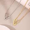 Wholesale Light Luxury Stainless Steel And Zircon Ferris Wheel Square Double Ring Buckle Inlaid Pendant Clavicle Chain And Bracelet Jewelry For Women Electroplated