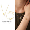 Wholesale Light Luxury Stainless Steel And Zircon Ferris Wheel Square Double Ring Buckle Inlaid Pendant Clavicle Chain And Bracelet Jewelry For Women Electroplated