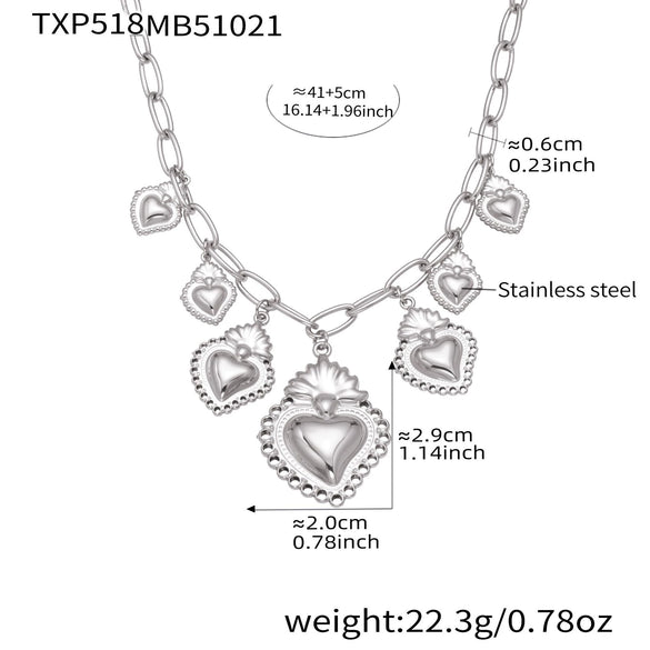 Wholesale Light Luxury Stainless Steel Crown Heart 18K Gold Plated Jewelry Set For Women Including Necklace Bracelet And Earrings