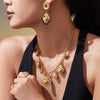 Wholesale Light Luxury Stainless Steel Crown Heart 18K Gold Plated Jewelry Set For Women Including Necklace Bracelet And Earrings