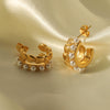 Wholesale Light Luxury Stainless Steel Earrings With Geometric Design 18K Goldplated By Vacuum Real Gold Electroplating In Pvd Furnace For Women
