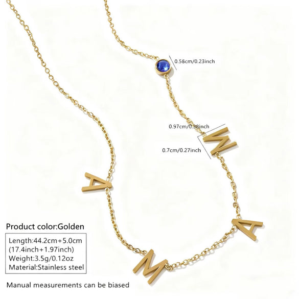 Wholesale Light Luxury Stainless Steel Electroplated 18K Gold Letter Zircon Oshaped Chain Necklace For Women