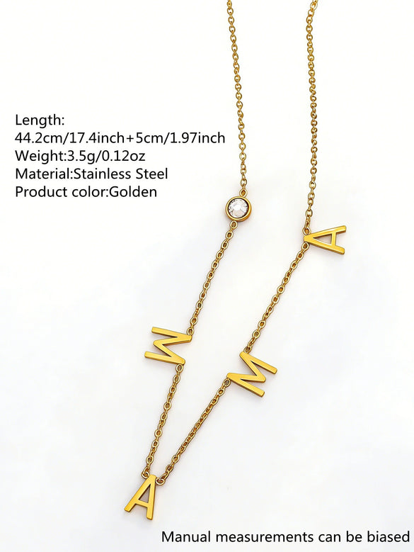 Wholesale Light Luxury Stainless Steel Electroplated 18K Gold Letter Zircon Oshaped Chain Necklace For Women