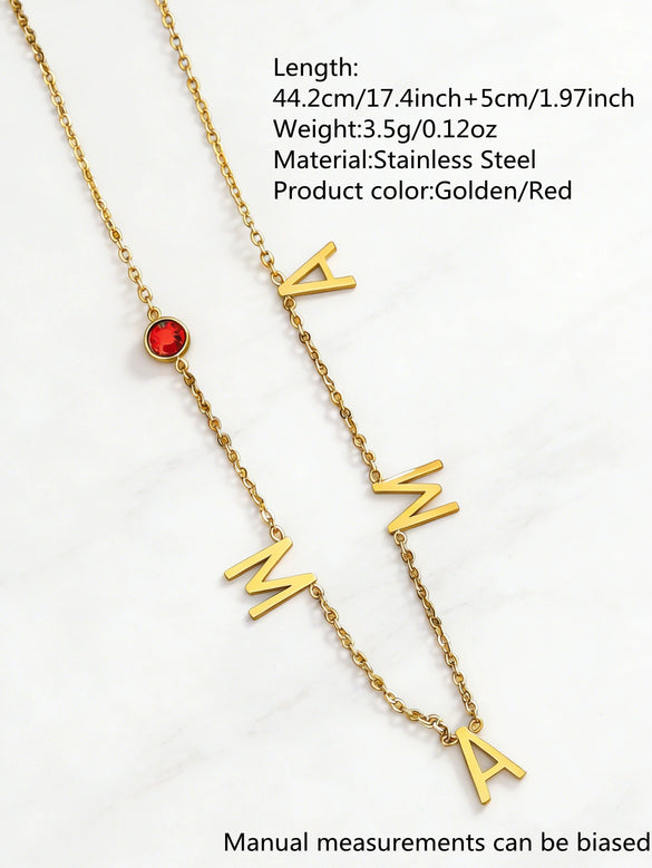 Wholesale Light Luxury Stainless Steel Electroplated 18K Gold Letter Zircon Oshaped Chain Necklace For Women