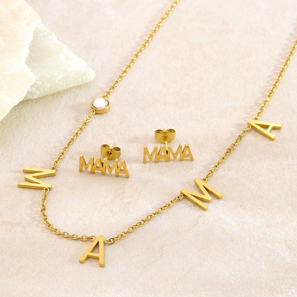 Wholesale Light Luxury Stainless Steel Electroplated 18K Gold Letter Zircon Oshaped Chain Necklace For Women