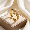 Wholesale Light Luxury Stainless Steel Four Leaf Clover Zircon Jewelry Set For Women With Electroplating