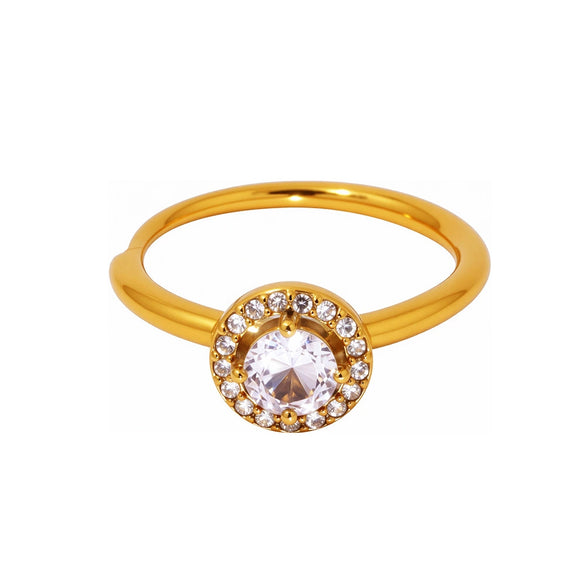 Wholesale Light Luxury Stainless Steel Geometric Side Opening Finger Ring With Pvd Electroplated 5A Zircon Jewelry Accessories