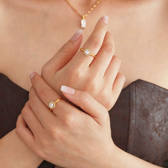 Wholesale Light Luxury Stainless Steel Geometric Side Opening Finger Ring With Pvd Electroplated 5A Zircon Jewelry Accessories