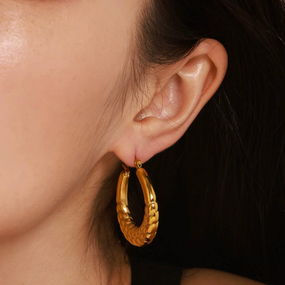Wholesale Light Luxury 316L Stainless Steel Geometric Wheat Ear Earrings With Electroplating For Women