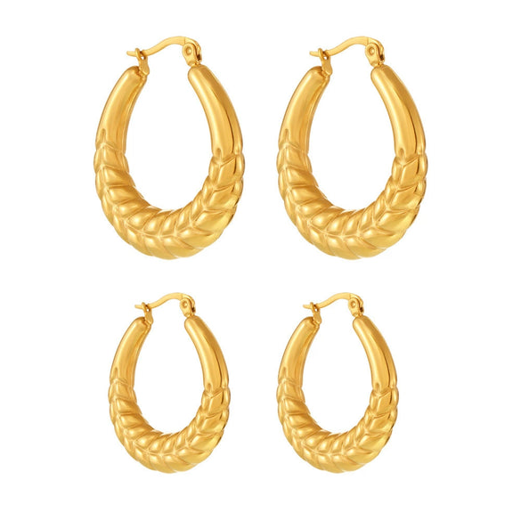 Wholesale Light Luxury 316L Stainless Steel Geometric Wheat Ear Earrings With Electroplating For Women