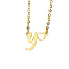 Wholesale Light Luxury Stainless Steel Heart Letter Pendant Necklace For Women With Electroplating
