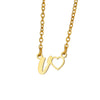 Wholesale Light Luxury Stainless Steel Heart Letter Pendant Necklace For Women With Electroplating