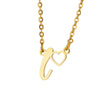 Wholesale Light Luxury Stainless Steel Heart Letter Pendant Necklace For Women With Electroplating