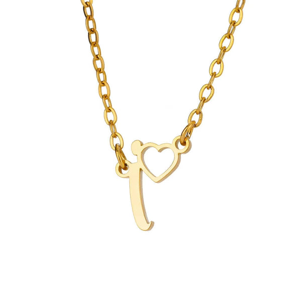 Wholesale Light Luxury Stainless Steel Heart Letter Pendant Necklace For Women With Electroplating