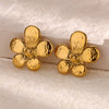 Wholesale Light Luxury Stainless Steel Hollow Bead Geometric And Flower Design Electroplated Earrings For Women