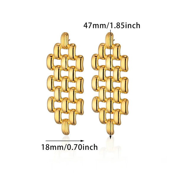 Wholesale Light Luxury Stainless Steel Hollow Bead Geometric And Flower Design Electroplated Earrings For Women