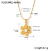 Wholesale Light Luxury Stainless Steel Imitation Pearl Sunflower Geometric Pendant Clavicle Necklace With Pvd Plating