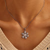 Wholesale Light Luxury Stainless Steel Imitation Pearl Sunflower Geometric Pendant Clavicle Necklace With Pvd Plating