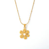Wholesale Light Luxury Stainless Steel Imitation Pearl Sunflower Geometric Pendant Clavicle Necklace With Pvd Plating