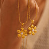 Wholesale Light Luxury Stainless Steel Imitation Pearl Sunflower Geometric Pendant Clavicle Necklace With Pvd Plating