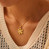 Wholesale Light Luxury Stainless Steel Imitation Pearl Sunflower Geometric Pendant Clavicle Necklace With Pvd Plating