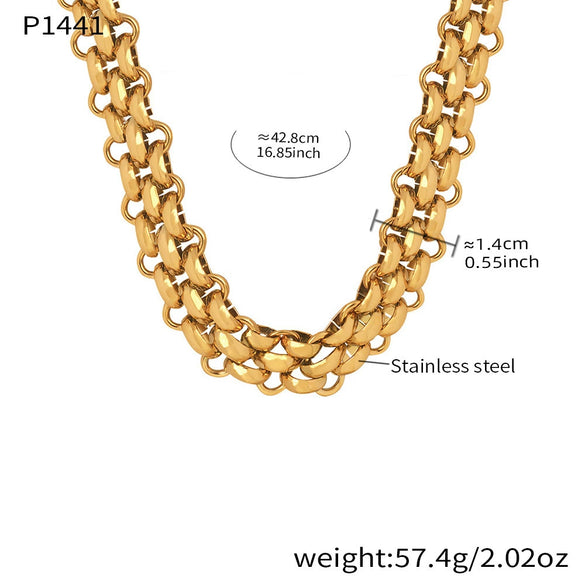 Wholesale Light Luxury Stainless Steel 18K Gold Electroplated Ot Buckle Necklace And Bracelet Set For Women