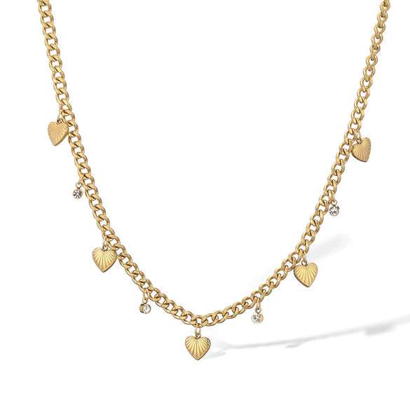 Wholesale Light Luxury Stainless Steel Necklace With 18K Gold Plated Geometric Flower Pendant Exaggerated Personality Style