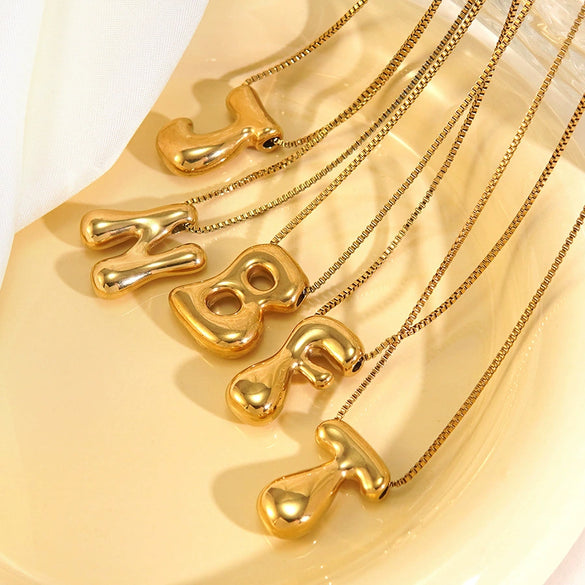 Wholesale Light Luxury Stainless Steel Titanium Steel English Letter Number Text Necklace With Vacuum Plating In Furnace For Women