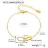 Wholesale Light Luxury 316L Stainless Steel Zircon Square Buckle Pendant Multilayer Clavicle Necklace And Bracelet Set With Electroplating