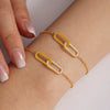 Wholesale Light Luxury Stainless Steel Zircon Square Interlocking Pendant Multilayer Clavicle Chain And Bracelet Set With Electroplating For Women