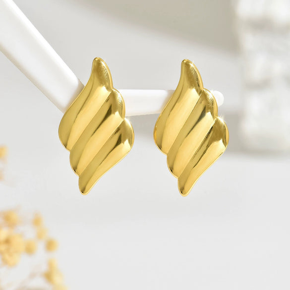 Wholesale Light Luxury Stamped Geometric Stainless Steel Wing Earrings For Women