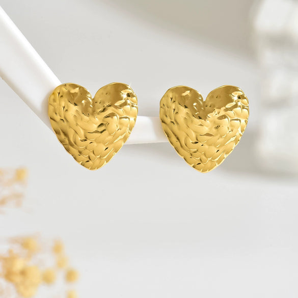 Wholesale Light Luxury Stamped Stainless Steel Heartshaped Geometric Women's Earrings