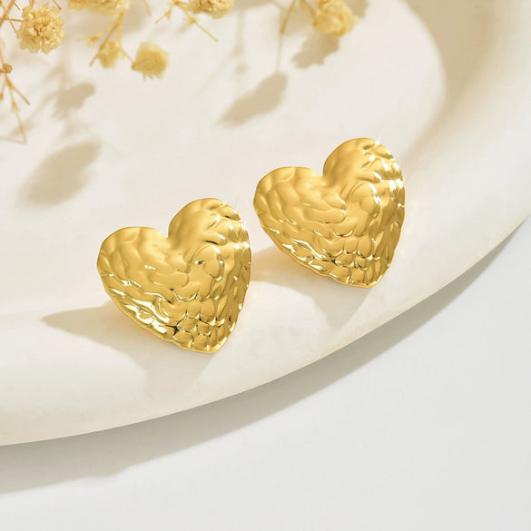 Wholesale Light Luxury Stamped Stainless Steel Heartshaped Geometric Women's Earrings