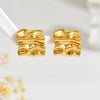 Wholesale Light Luxury Stamping Geometric Stainless Steel Pleated Earrings For Women