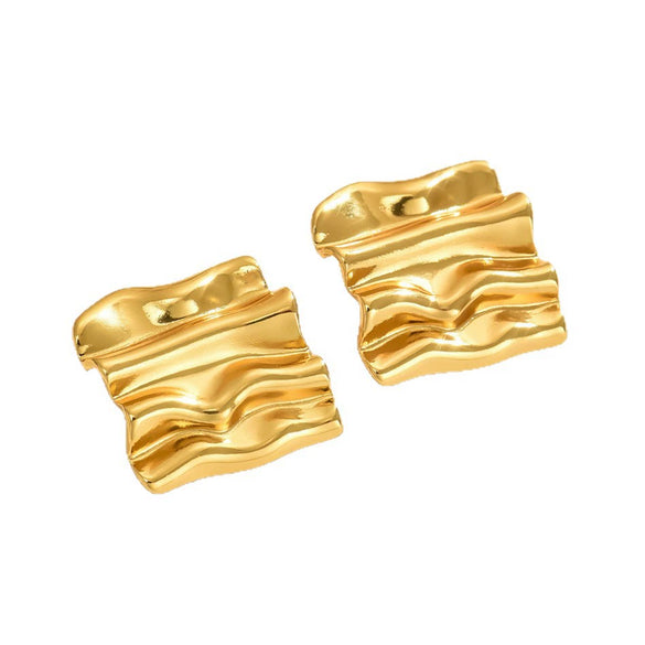 Wholesale Light Luxury Stamping Geometric Stainless Steel Pleated Earrings For Women