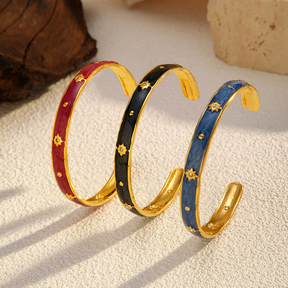 Wholesale Light Luxury Star Open Bracelet Fashion Versatile Stainless Steel Electroplated 18K Bangle