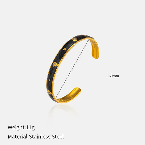 Wholesale Light Luxury Star Open Bracelet Fashion Versatile Stainless Steel Electroplated 18K Bangle