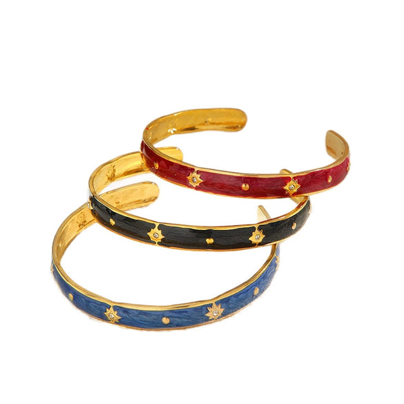 Wholesale Light Luxury Star Open Bracelet Fashion Versatile Stainless Steel Electroplated 18K Bangle