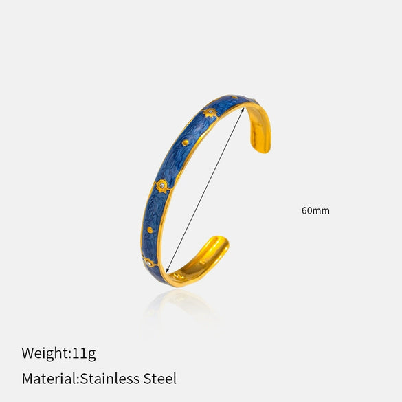 Wholesale Light Luxury Star Open Bracelet Fashion Versatile Stainless Steel Electroplated 18K Bangle