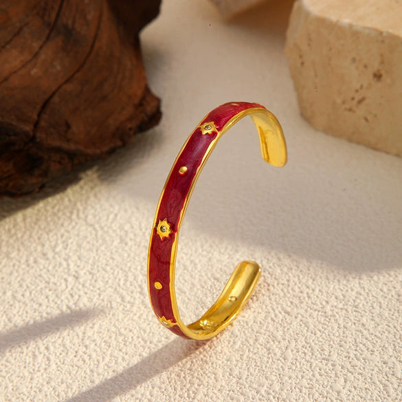 Wholesale Light Luxury Star Open Bracelet Fashion Versatile Stainless Steel Electroplated 18K Bangle